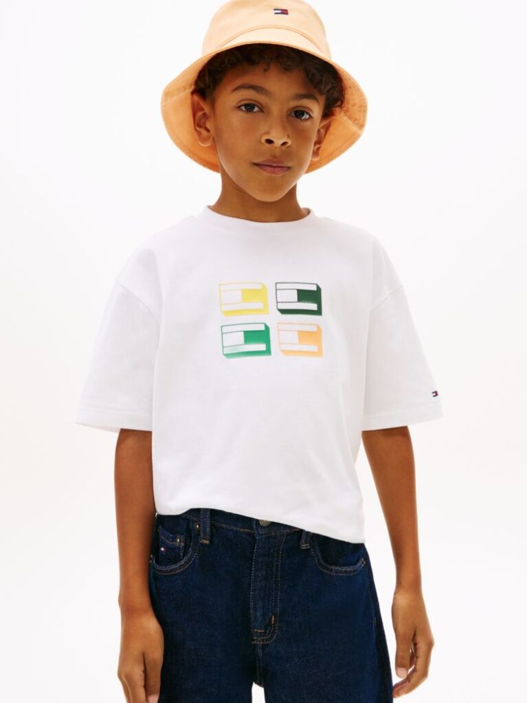 White 3D Flag Graphic Jersey T-Shirt  Boys