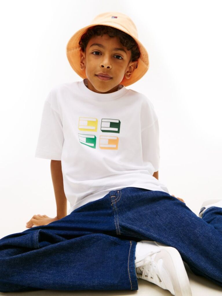 White 3D Flag Graphic Jersey T-Shirt  Boys