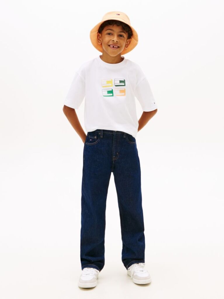 White 3D Flag Graphic Jersey T-Shirt  Boys