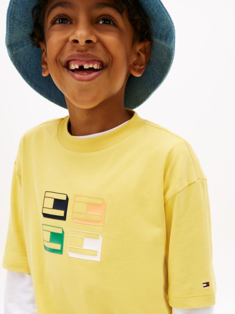 Yellow 3D Flag Graphic Jersey T-Shirt  Boys