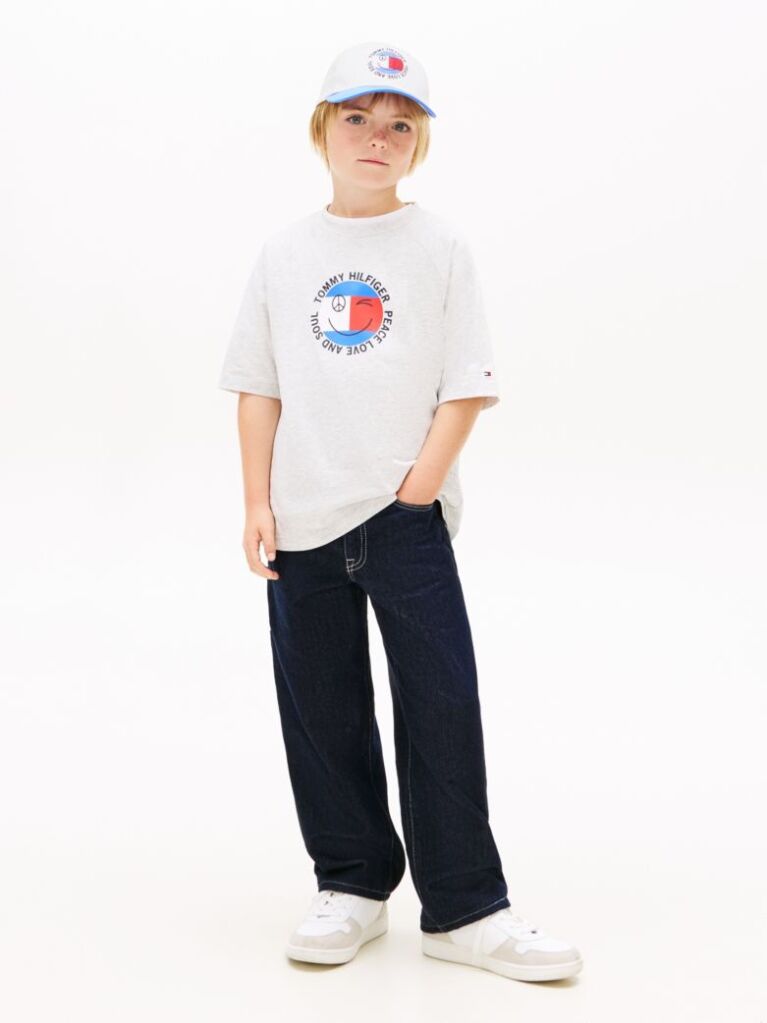 Grey Smiley Flag Logo Jersey T-Shirt  Boys