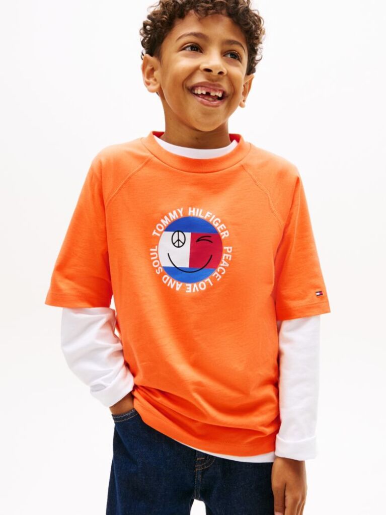 Orange Smiley Flag Logo Jersey T-Shirt  Boys