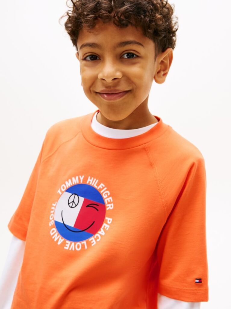 Orange Smiley Flag Logo Jersey T-Shirt  Boys