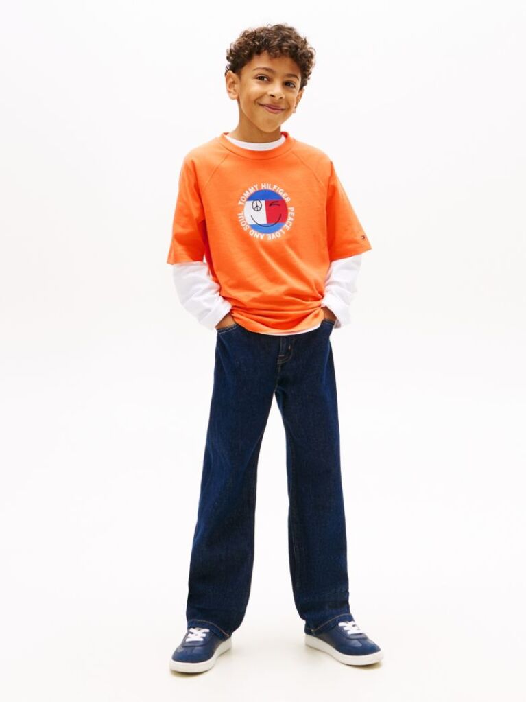 Orange Smiley Flag Logo Jersey T-Shirt  Boys