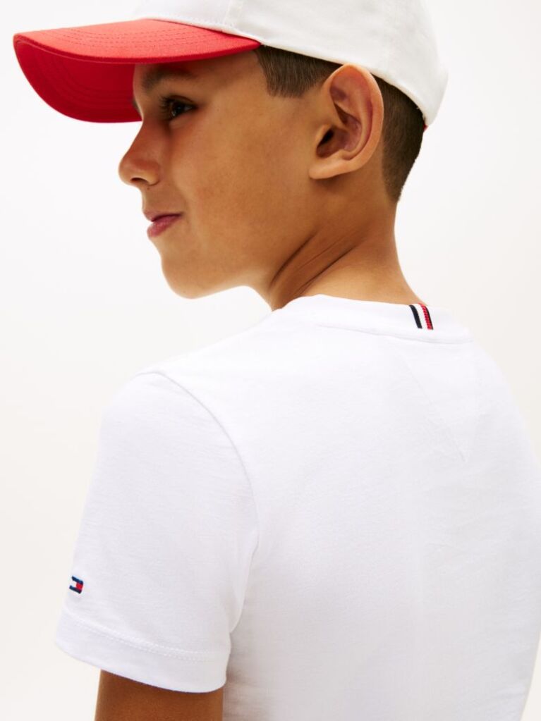 White Wavy Flag Jersey Crew Neck T-Shirt  Boys
