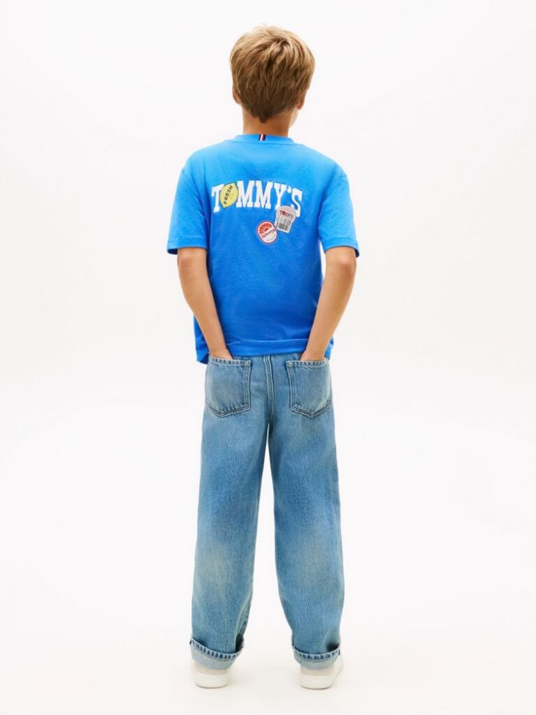 Blue Sticker Print Back Graphic Jersey T-Shirt  Boys