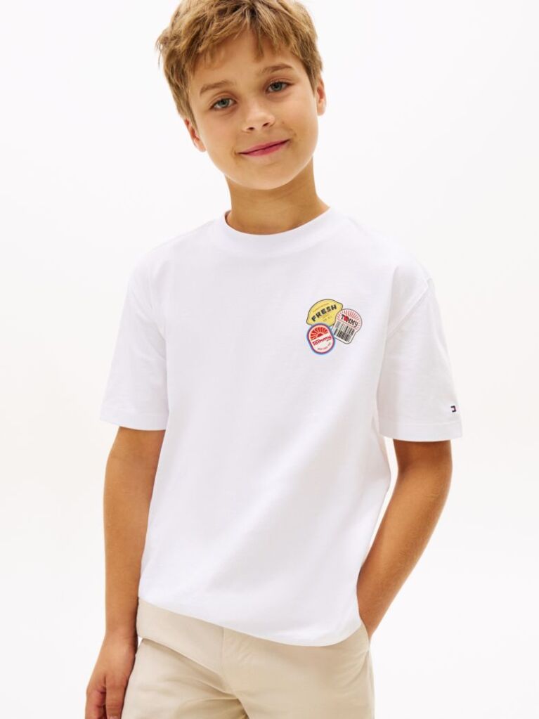 White Sticker Print Back Graphic Jersey T-Shirt  Boys