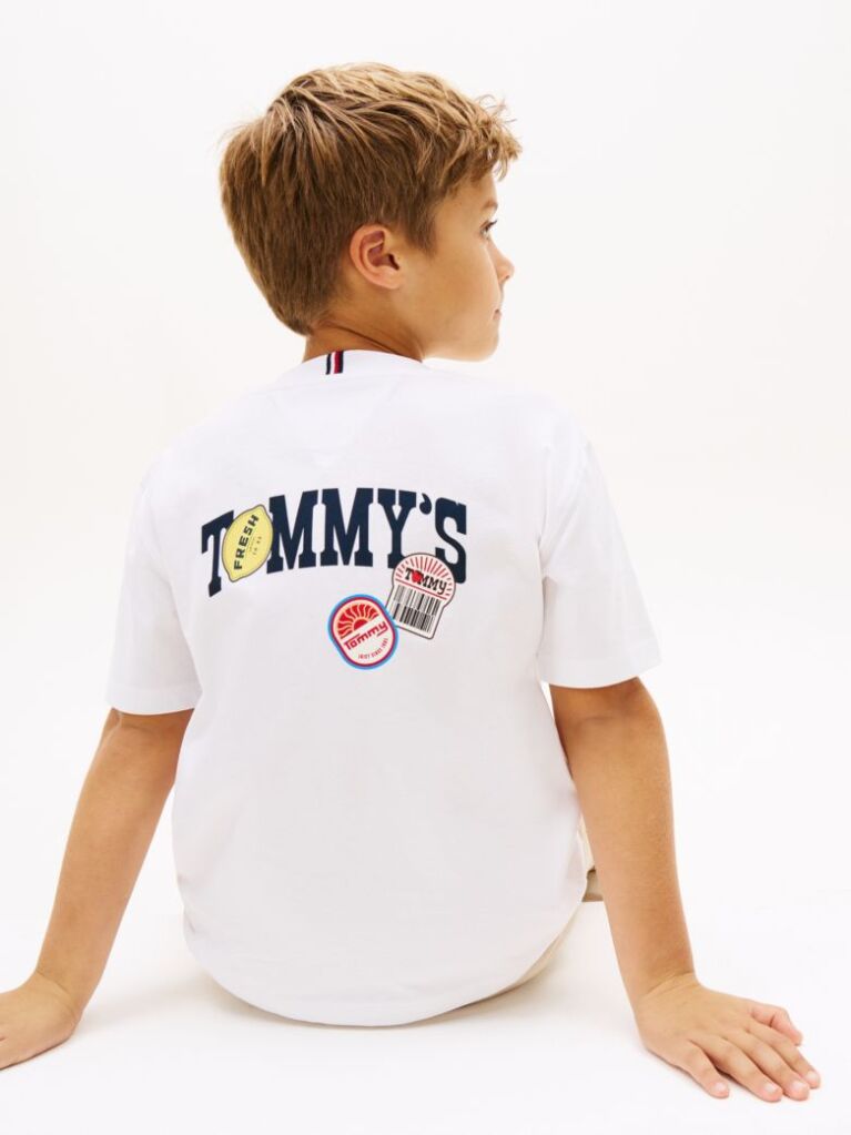 White Sticker Print Back Graphic Jersey T-Shirt  Boys