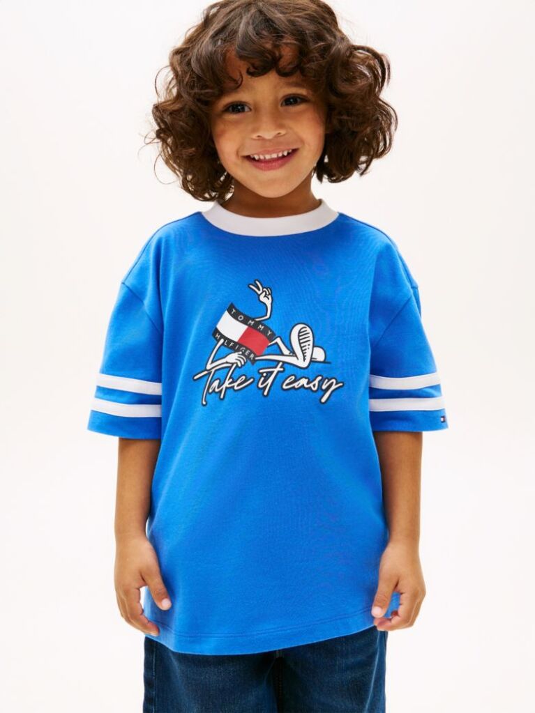 Blue Wavy Flag Graphic Jersey T-Shirt  Boys