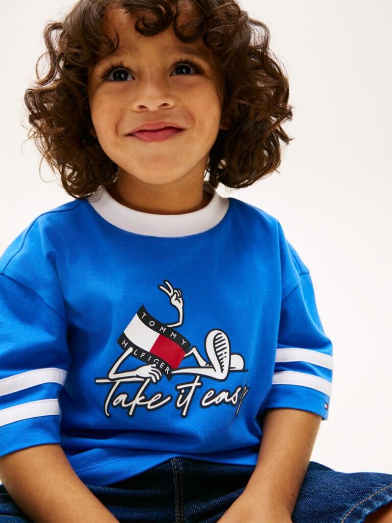 Blue Wavy Flag Graphic Jersey T-Shirt  Boys