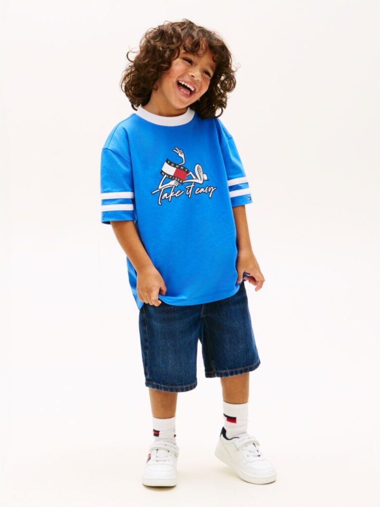 Blue Wavy Flag Graphic Jersey T-Shirt  Boys
