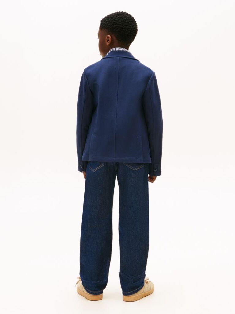 Blue Festive Pique Texture Regular Fit Blazer  Boys