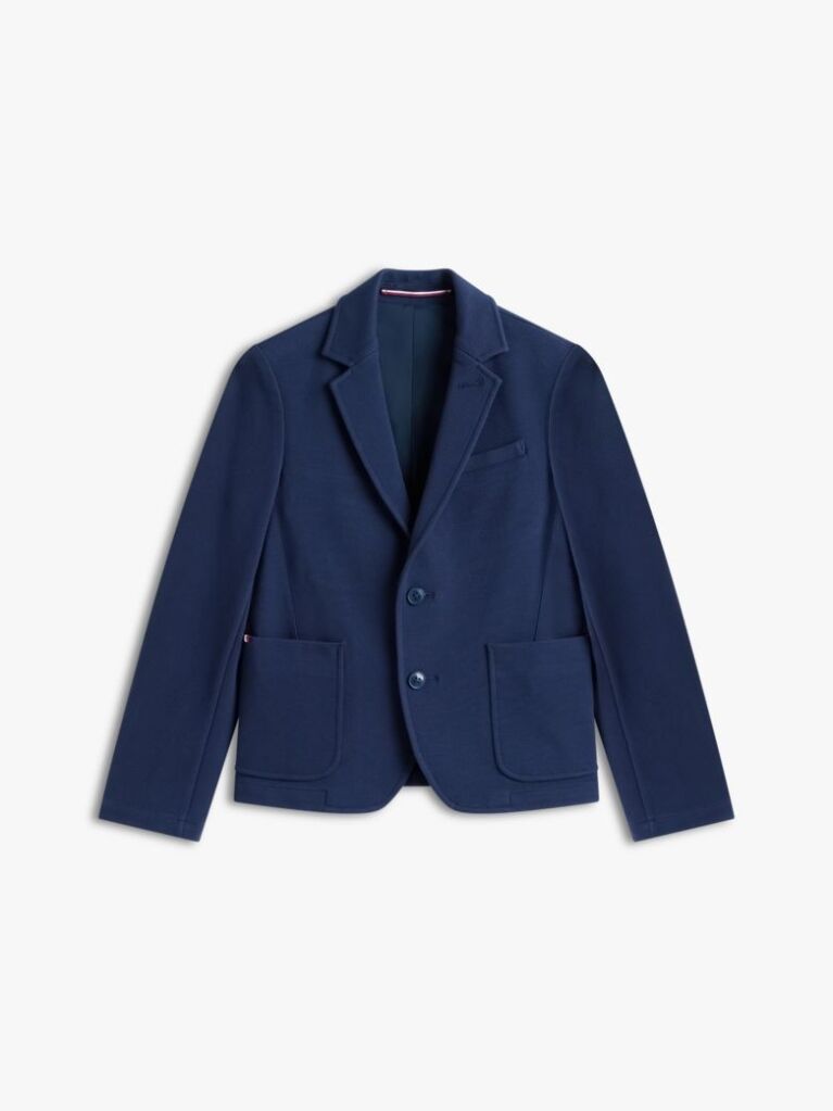 Blue Festive Pique Texture Regular Fit Blazer  Boys