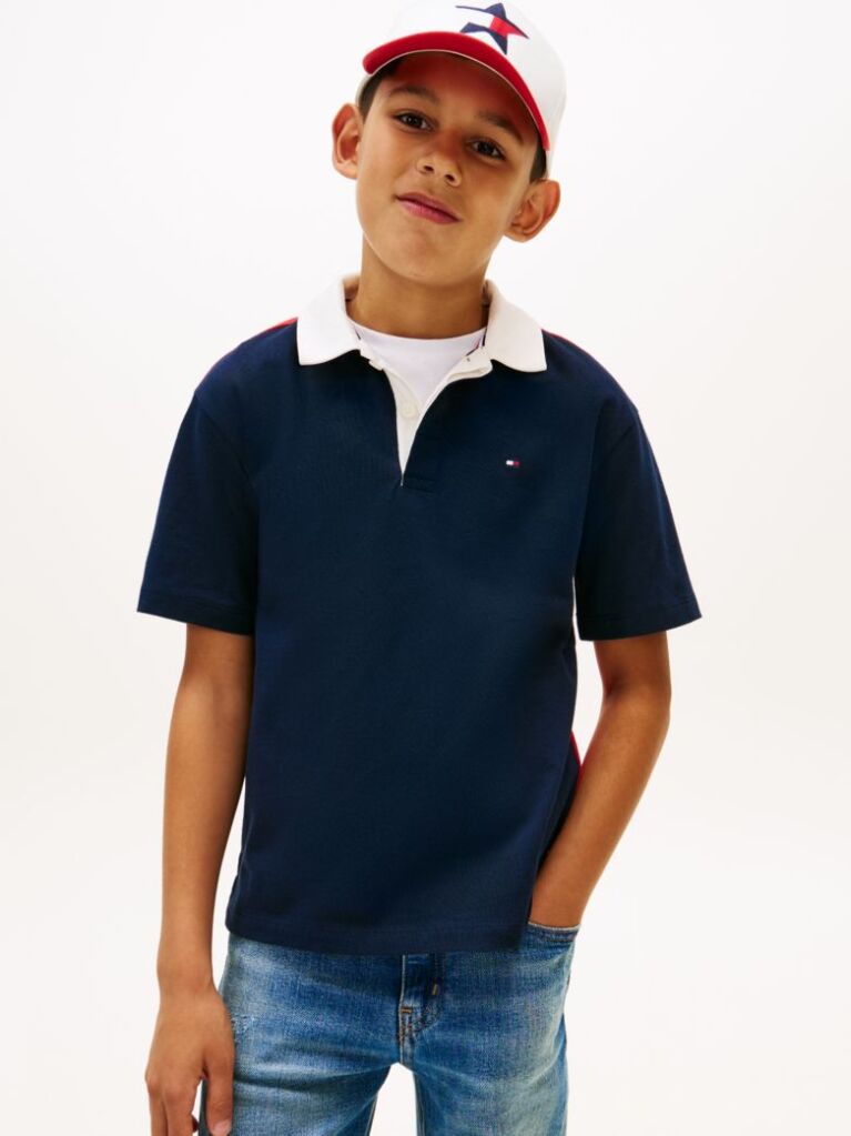 Blue Regular Colour-Block Jersey Rugby Polo Shirt  Boys