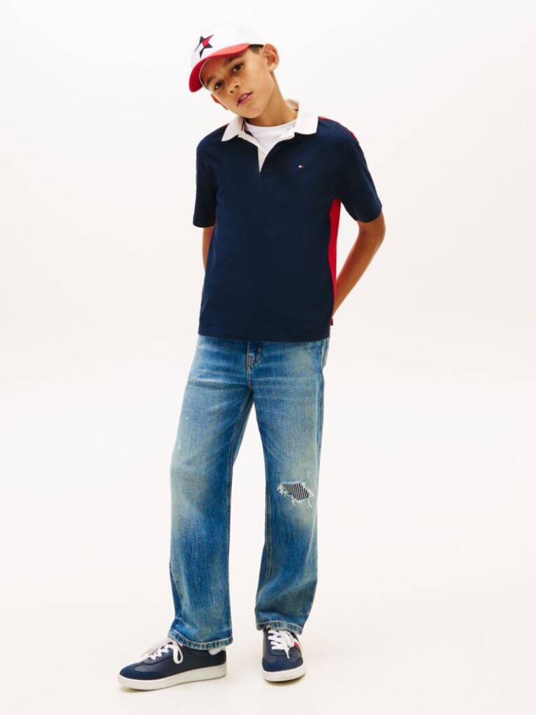 Blue Regular Colour-Block Jersey Rugby Polo Shirt  Boys