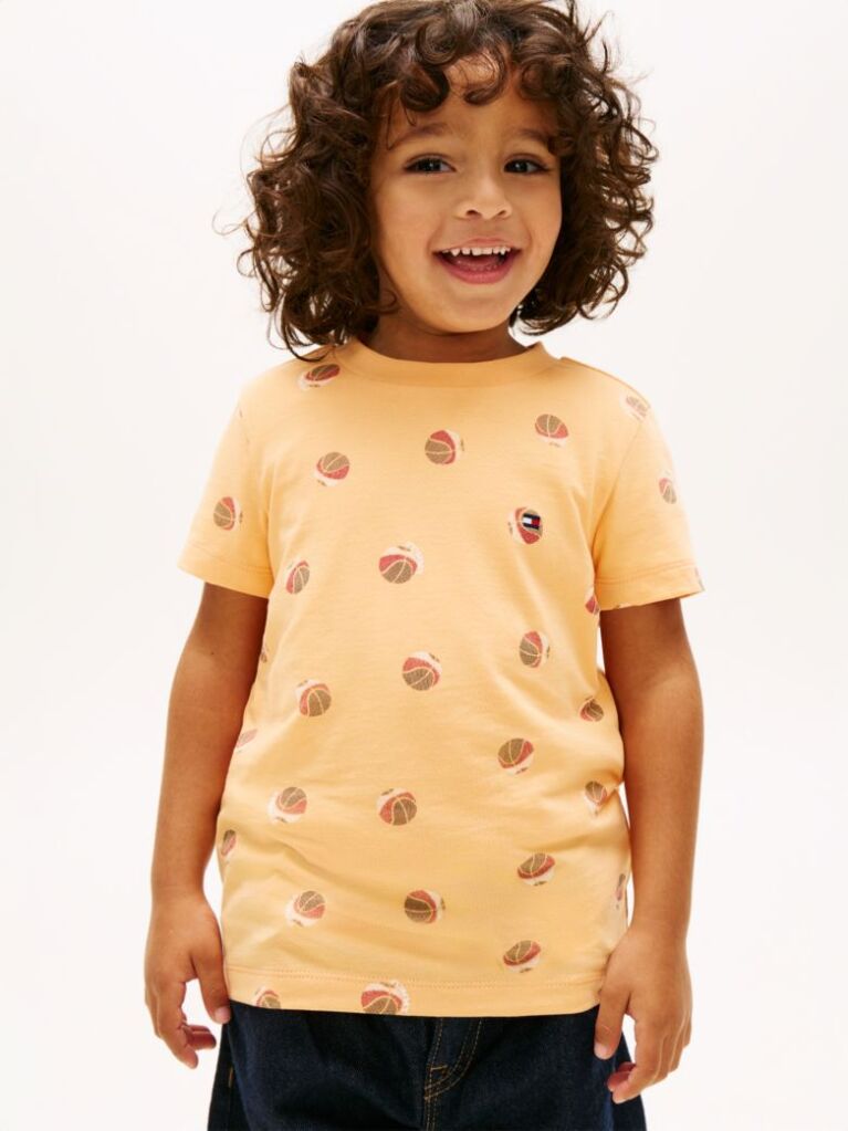 Orange Print Jersey Crew Neck T-Shirt  Boys