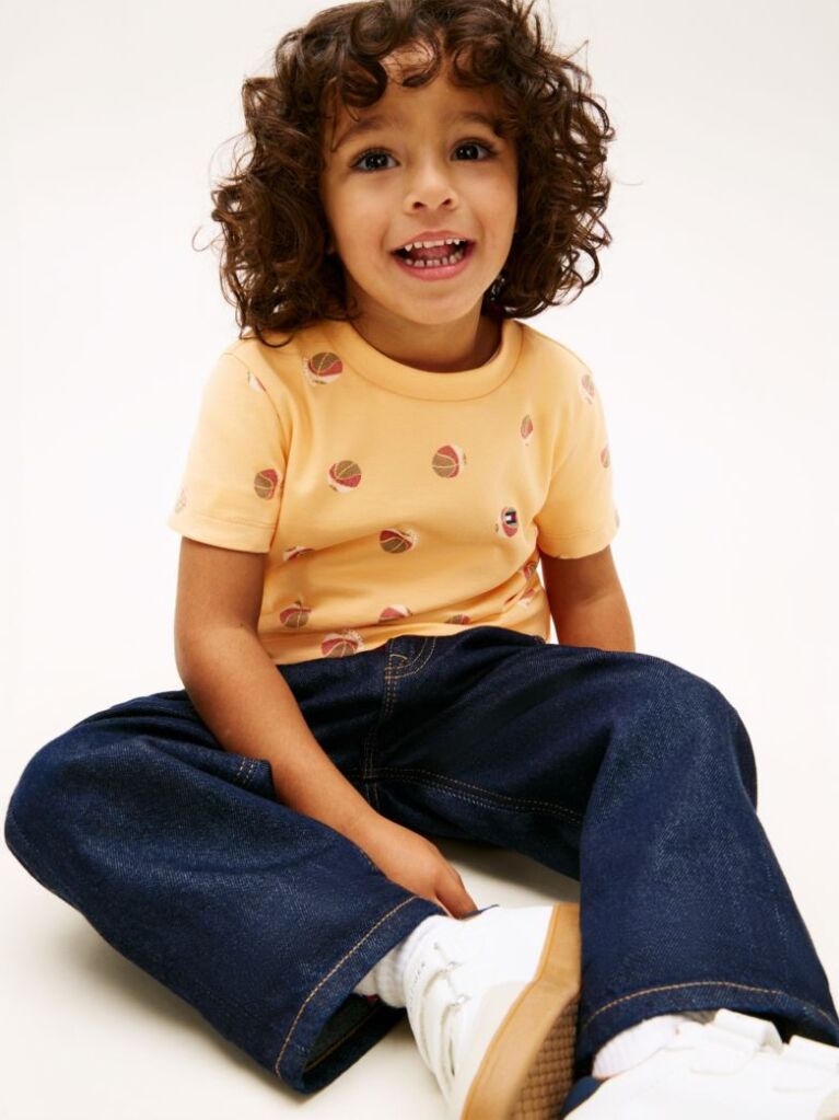 Orange Print Jersey Crew Neck T-Shirt  Boys