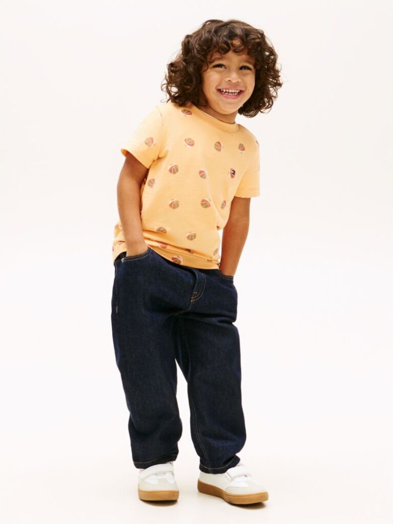 Orange Print Jersey Crew Neck T-Shirt  Boys