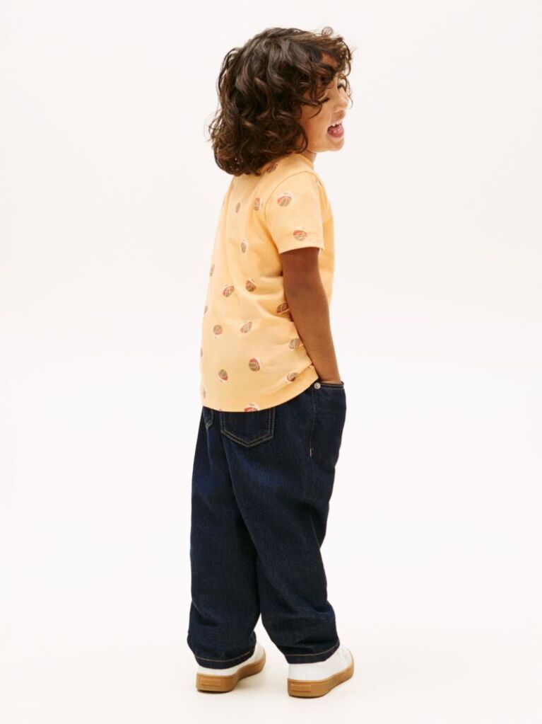 Orange Print Jersey Crew Neck T-Shirt  Boys
