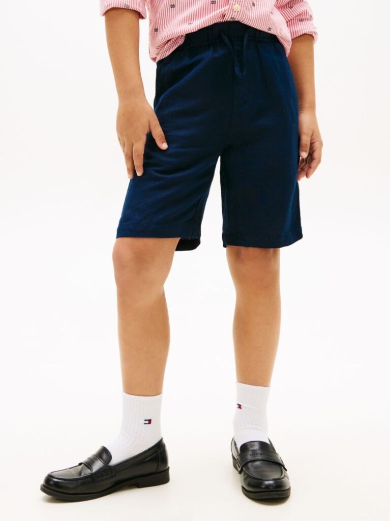 Blue Linen Blend Relaxed Shorts  Boys