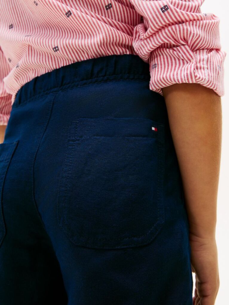 Blue Linen Blend Relaxed Shorts  Boys