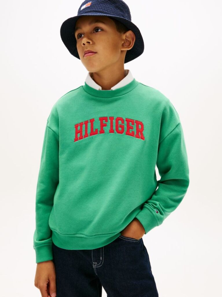 Green Logo Terry Crew Neck Sweatshirt  Boys