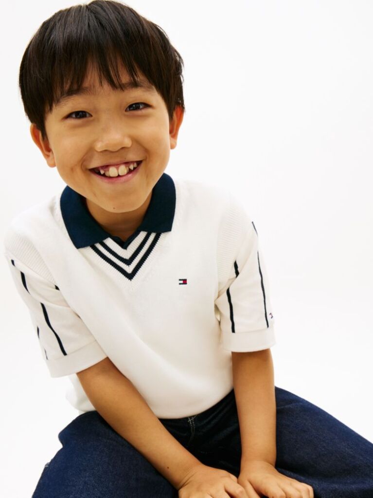 White Essential V-Neck Sweater Vest  Boys