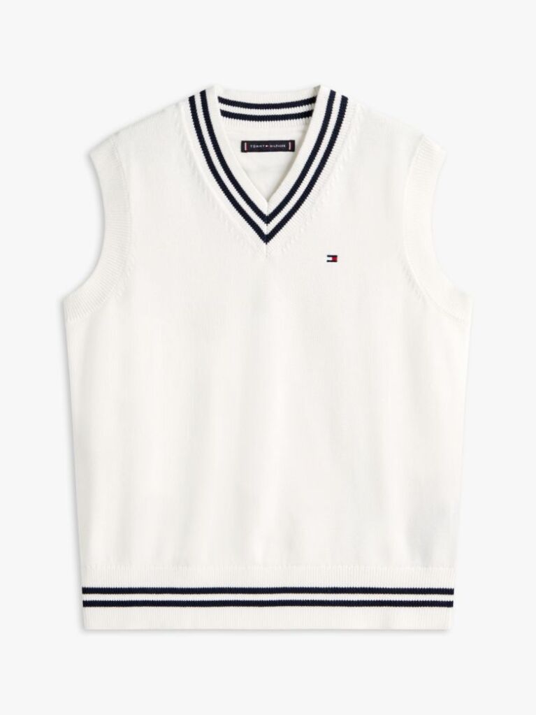 White Essential V-Neck Sweater Vest  Boys