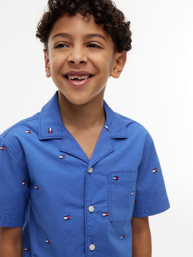 Blue Regular Fit Poplin Short Sleeve Shirt  Boys
