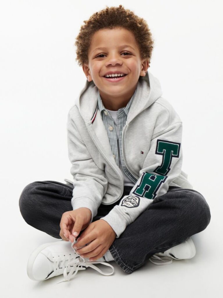 Γκρι Hoody Με Φερμουάρ Και Varsity Λογότυπο  Αγόρια