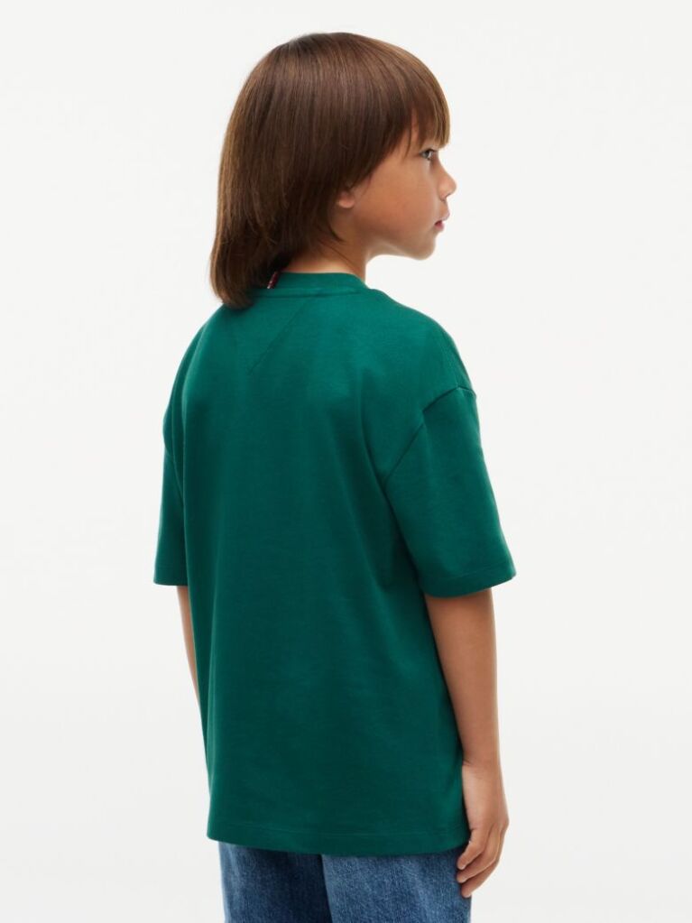 Πράσινο Βαμβακερό T-Shirt Με Λογότυπο Και Κλασική Λαιμόκοψη  Αγόρια