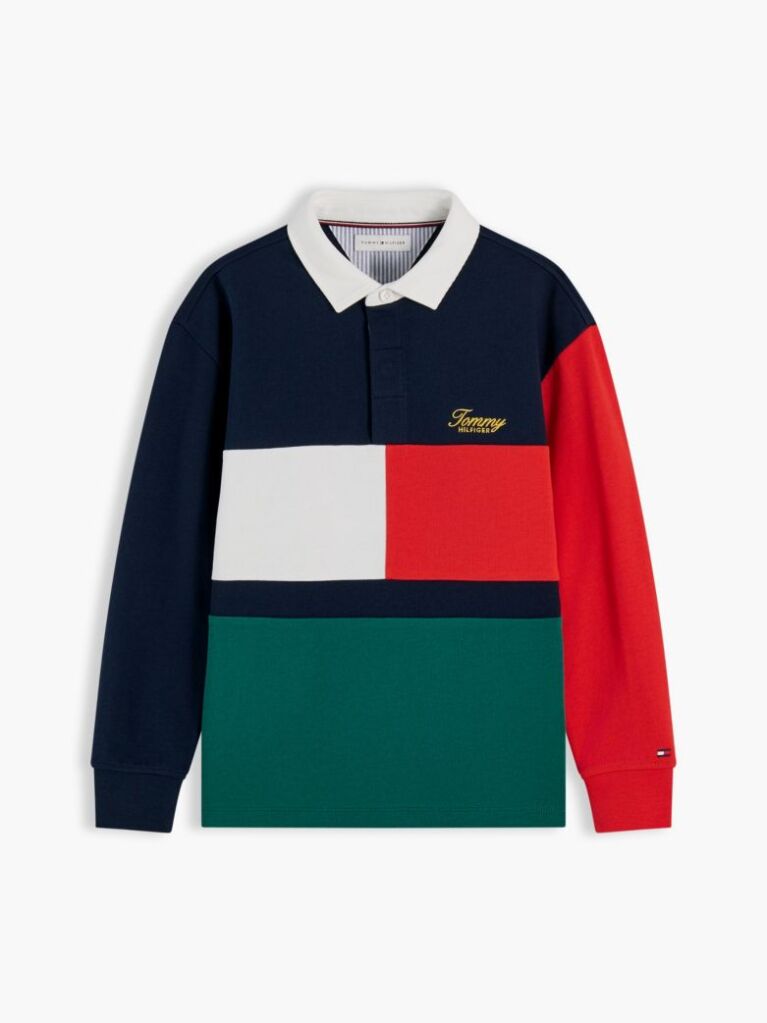 Multi Rugby Stripe Long Sleeve Polo Shirt  Boys