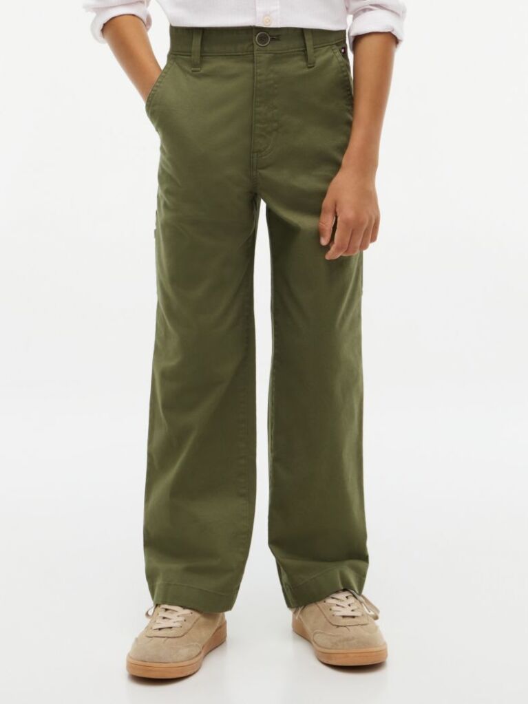 Green Herringbone Relaxed Twill Trousers  Boys