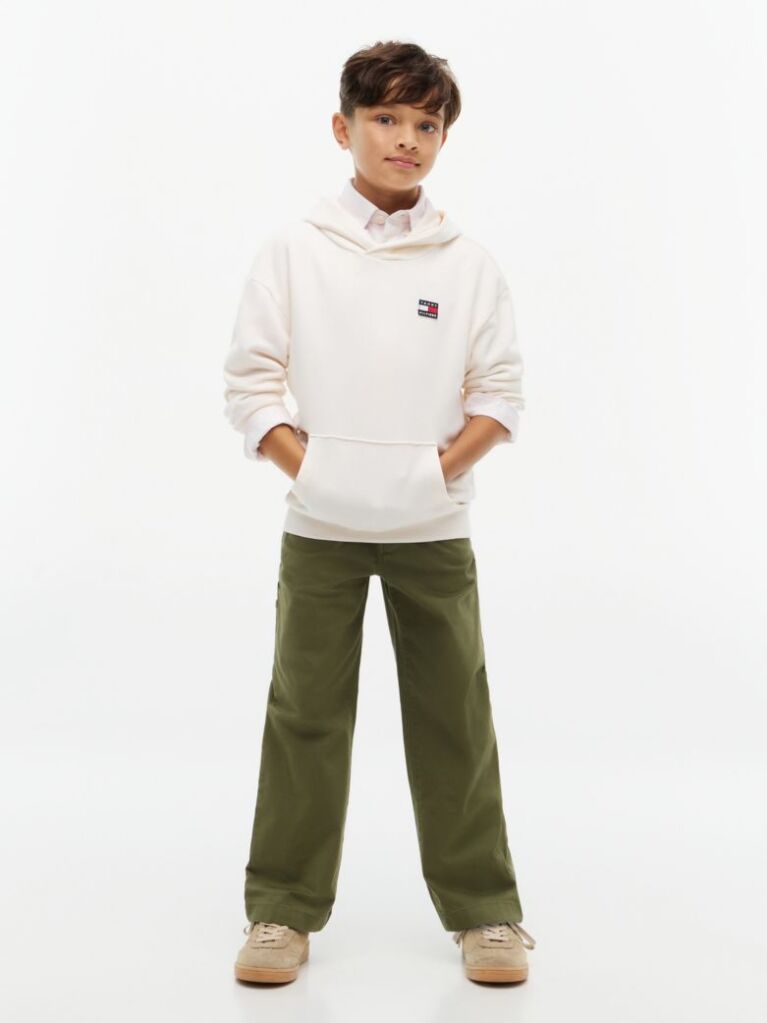 Green Herringbone Relaxed Twill Trousers  Boys