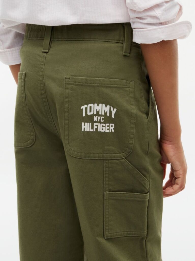 Green Herringbone Relaxed Twill Trousers  Boys