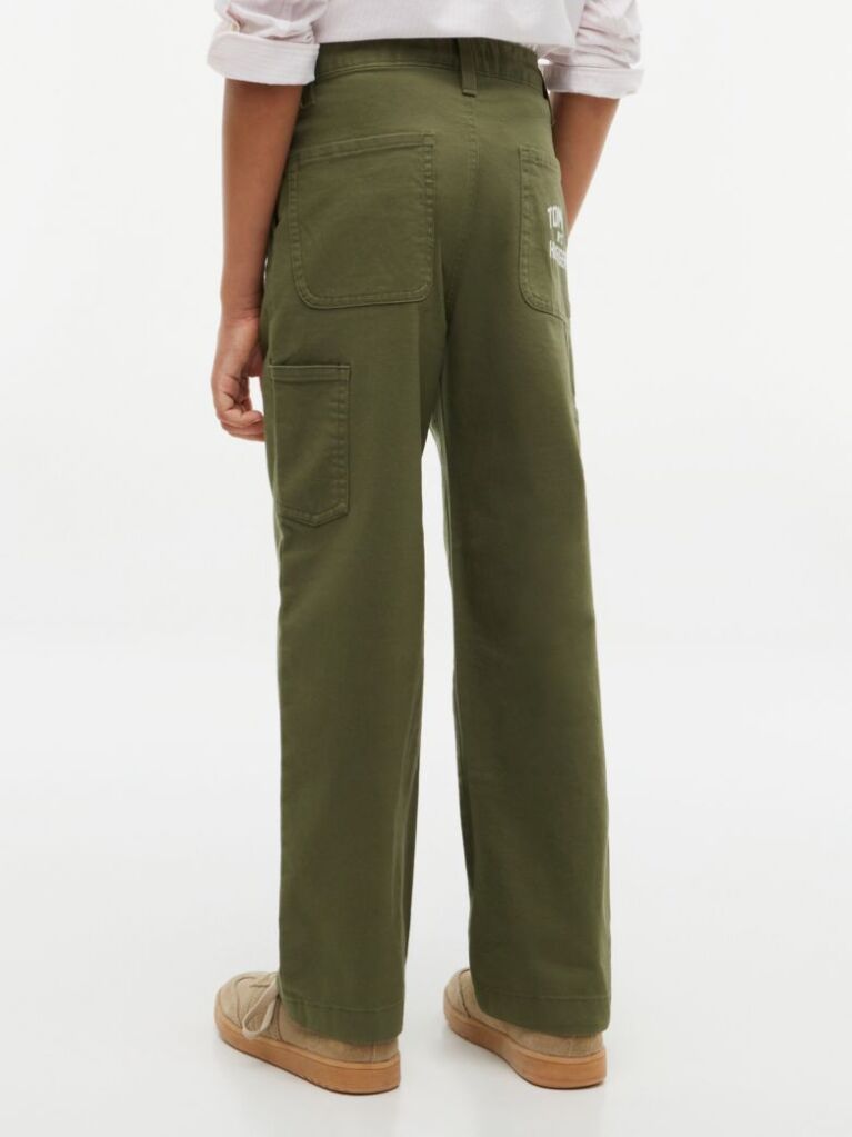 Green Herringbone Relaxed Twill Trousers  Boys
