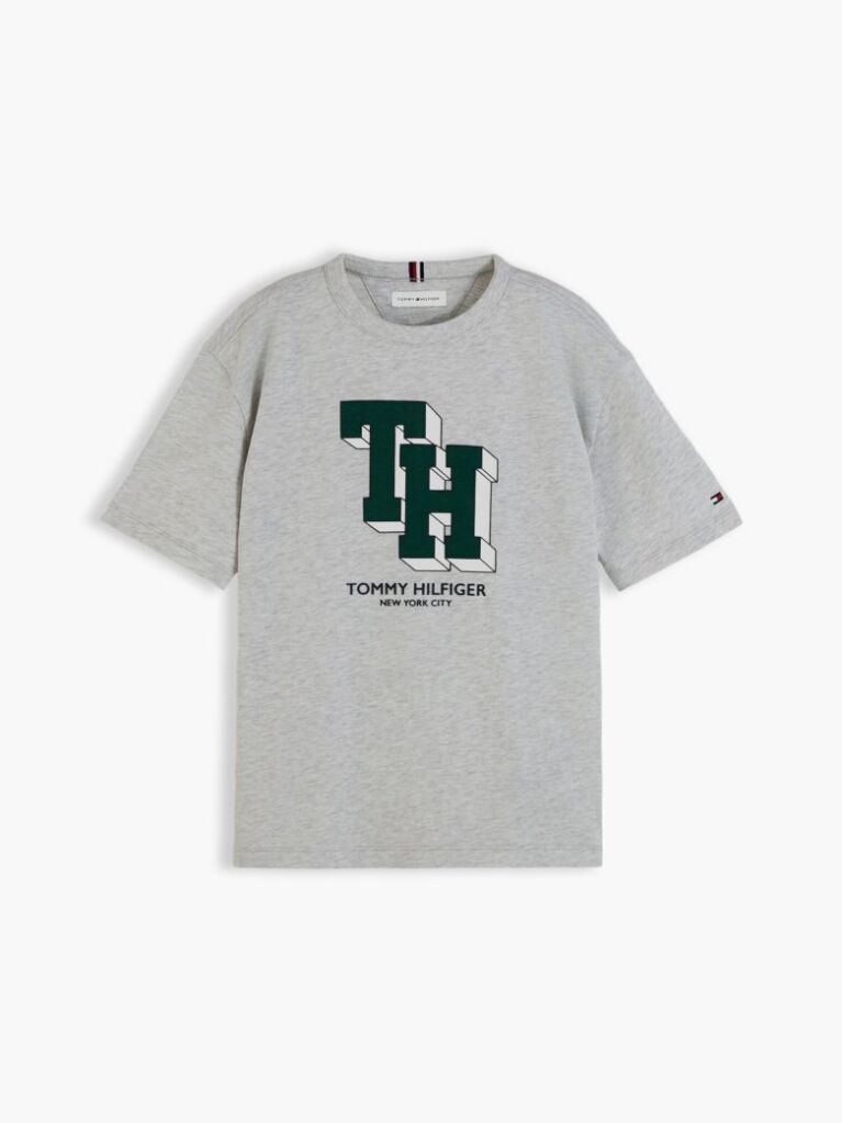 Γκρι Βαμβακερό T-Shirt Με Varsity Λογότυπο  Αγόρια