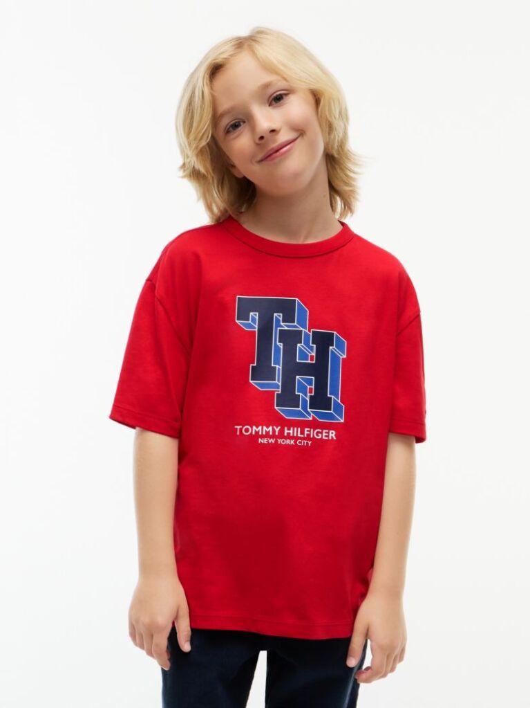 Red Varsity Logo Jersey T-Shirt  Boys