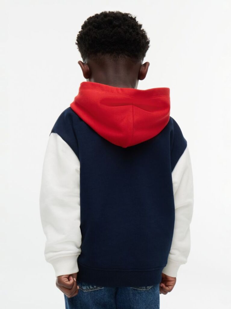 Blue Colour-Blocked Logo Terry Hoody  Boys
