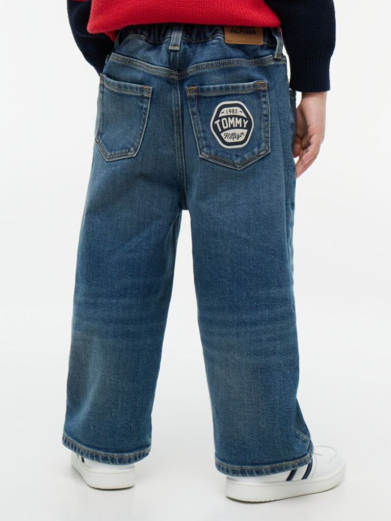 Blue Graphic Elasticated Waist Wide Leg Jeans  Boys