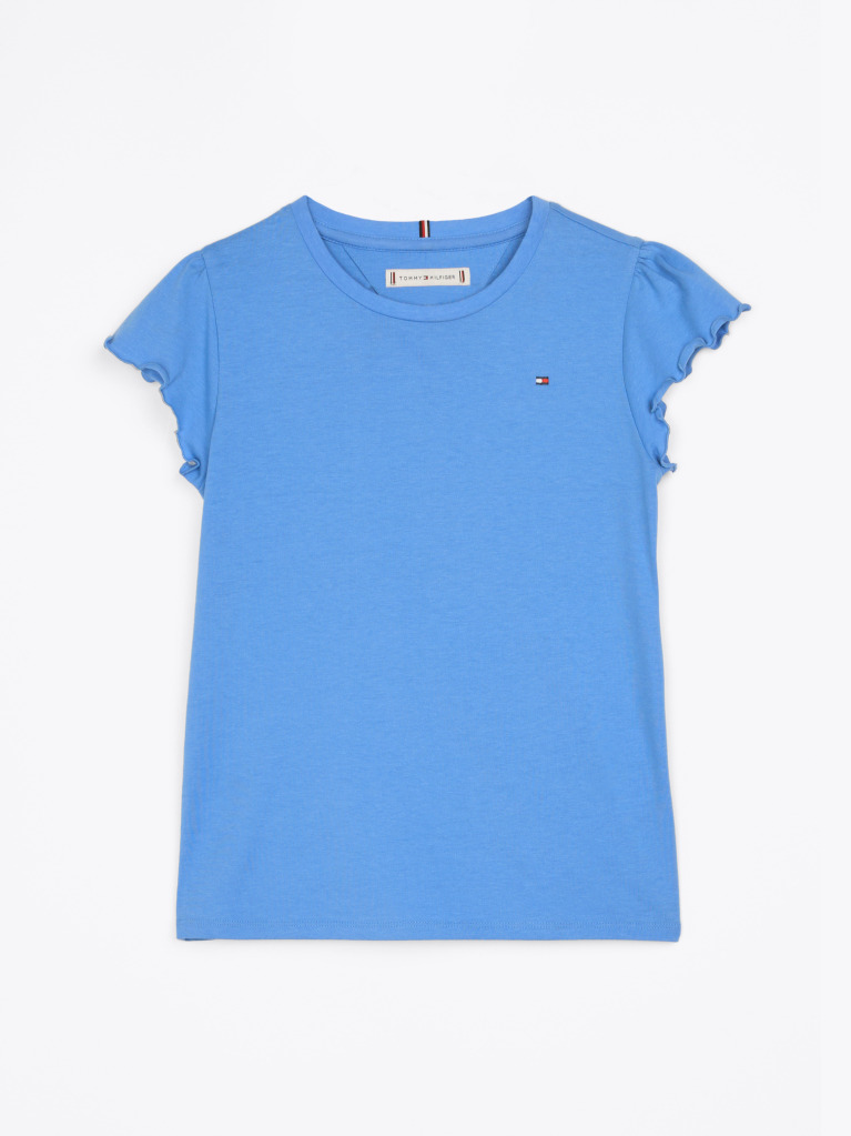 Blue Essential Ruffled Sleeve T-Shirt  Girls