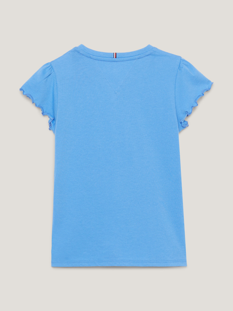 Blue Essential Ruffled Sleeve T-Shirt  Girls
