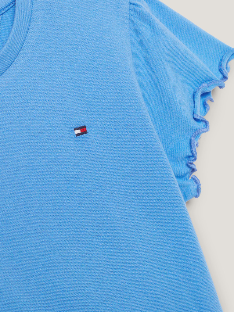 Blue Essential Ruffled Sleeve T-Shirt  Girls