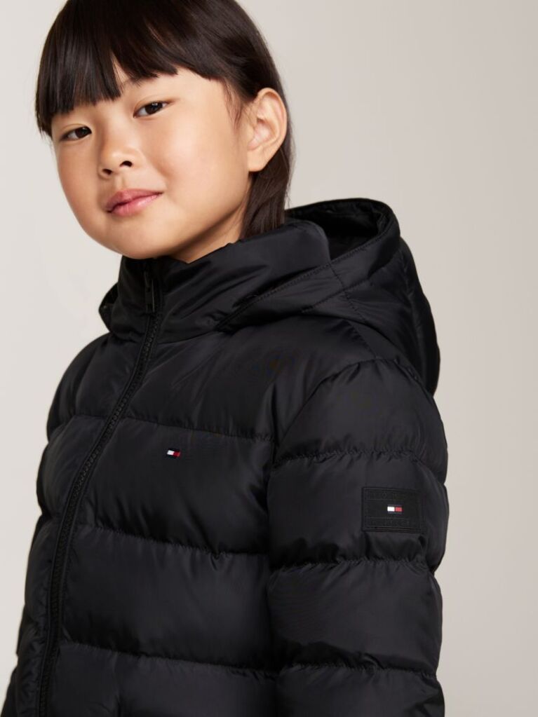Black Essential Faux Fur Down Hooded Jacket  Girls