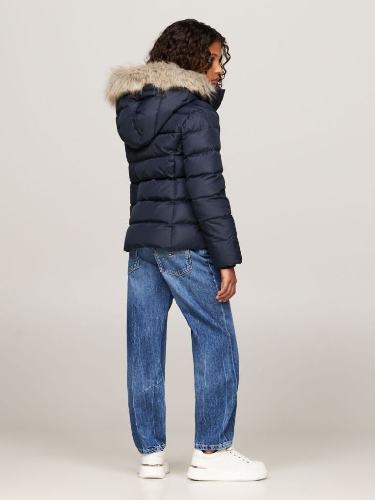 Blue Essential Faux Fur Down Hooded Jacket  Girls
