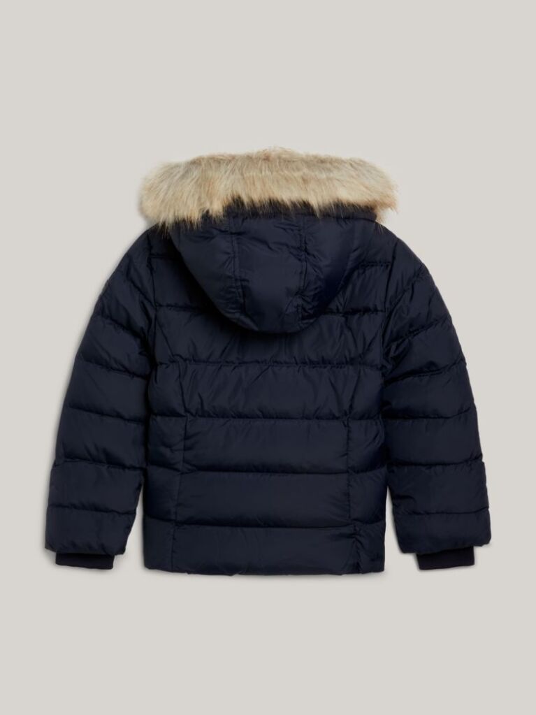 Blue Essential Faux Fur Down Hooded Jacket  Girls