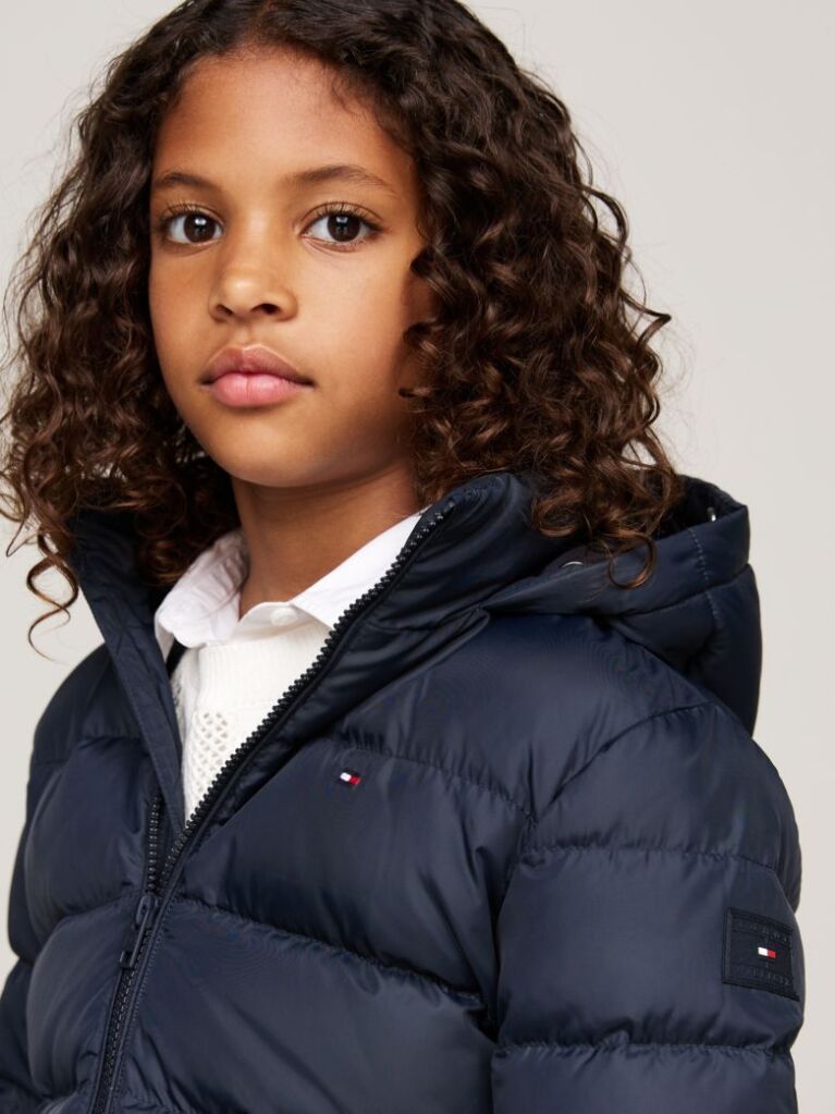 Blue Essential Faux Fur Down Hooded Jacket  Girls