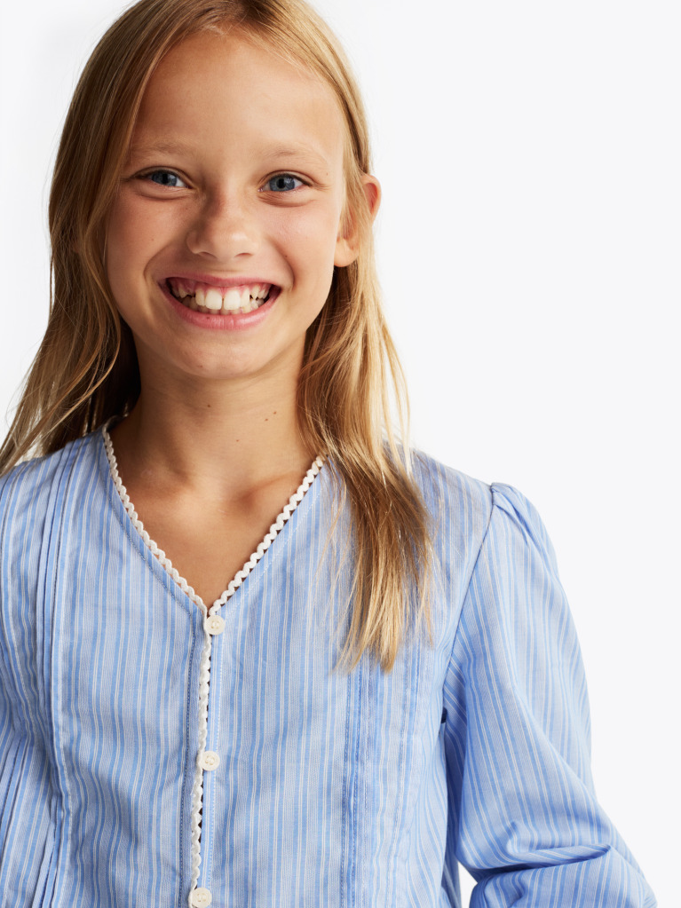 Multi Stripe Pleated Blouse  Girls
