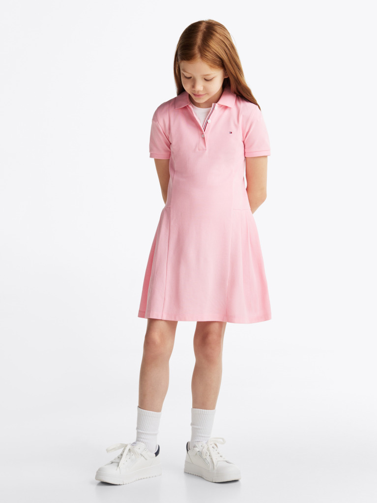Pink Pleated Polo Dress  Girls