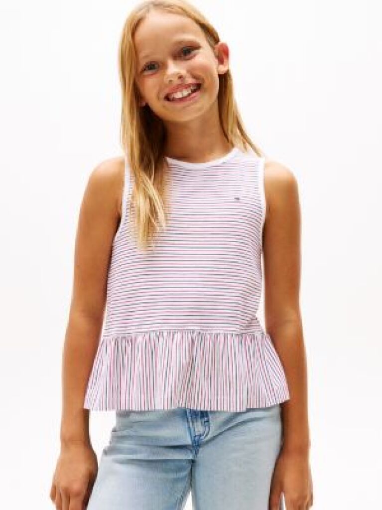 Multi Stripe Peplum Sleeveless Top  Girls